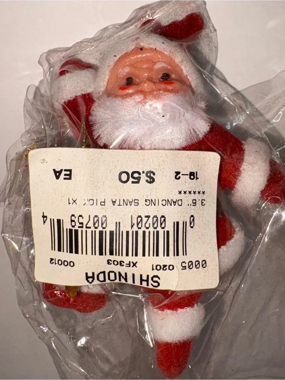 Vintage Santas On A Stick Flocked Plastic Face Blow Mold & Snowman Ornament